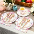 thumbnail image 6 of 350 tea party supplies, spring and summer tea party tableware, disposable plates, napkins, paper cups, plastic tableware set suitable for 50 people to celebrate birthdays, weddings, and baby showers, 6 of 6