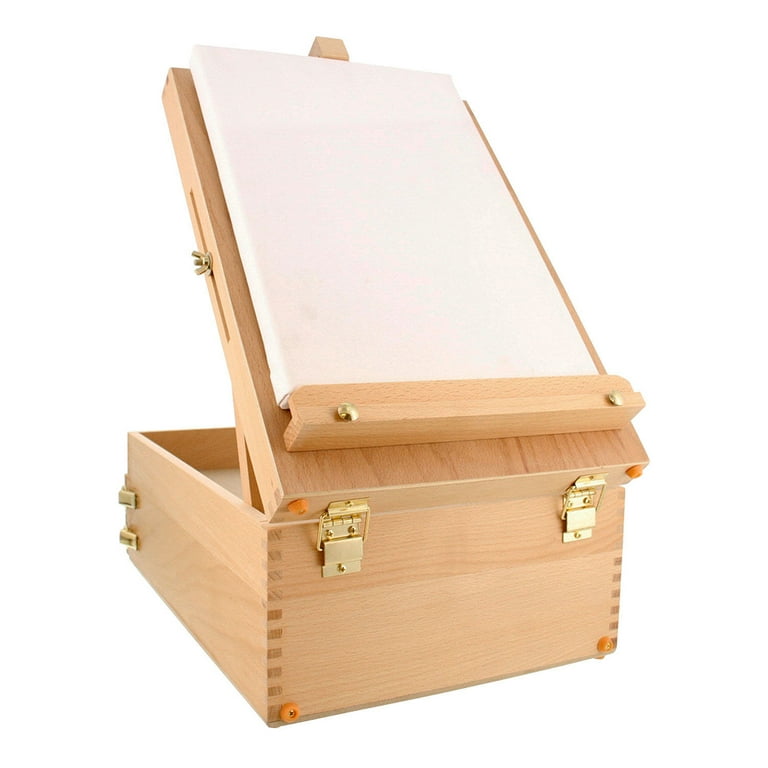 Kingart Sketchbox Easel, Beechwood, Extra Large, Adjustable, 2-Drawer, Wood Palette with Natural Finish
