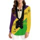 thumbnail image 3 of TaTaai Women's Mardi Gras Print Long Sleeve Loose Casual Shirt Unisex Lapel Button Down Blouse Fashion Holiday Top for Daily Office Party Streetwear Spring Summer Wear Gift, 3 of 9