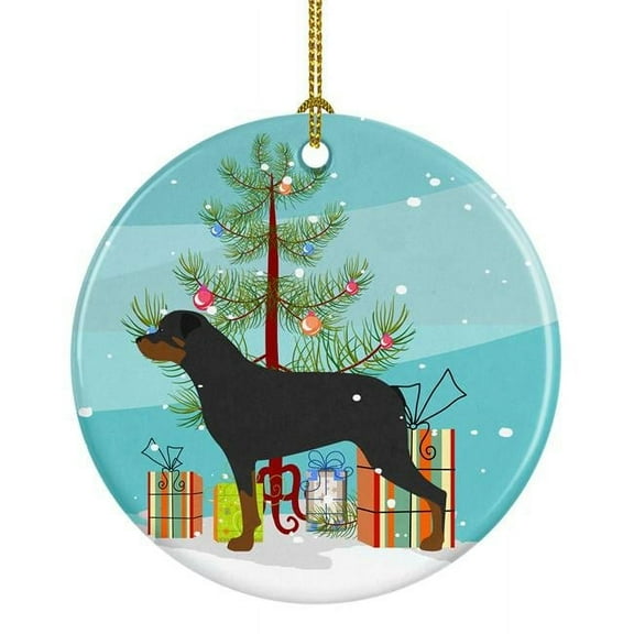 Rottweiler Merry Christmas Tree Ceramic Ornament