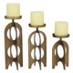 thumbnail image 1 of Portavelas de pilar hecho a mano de metal dorado con 3 velas, juego de 3, 1 of 5