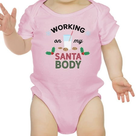 

Working On My Santa Body Baby Pink Bodysuit