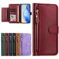 thumbnail image 2 of ELEHOLD PU Leather Wallet Phone Case For Motorola Moto G Stylus 5G (2025) with Zipper Pocket Magnetic Closure Flip Folio 7 Card Slots Shoulder Strap RFID Blocking Shockproof Stand Case Cover,Winered, 2 of 10