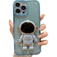 thumbnail image 1 of Compatible for iPhone 13 Pro Max 6.7 Inch Bling Plating Astronaut Hidden Stand Case, Cute 6D Stand Glitter Phone Case - Blue, 1 of 5