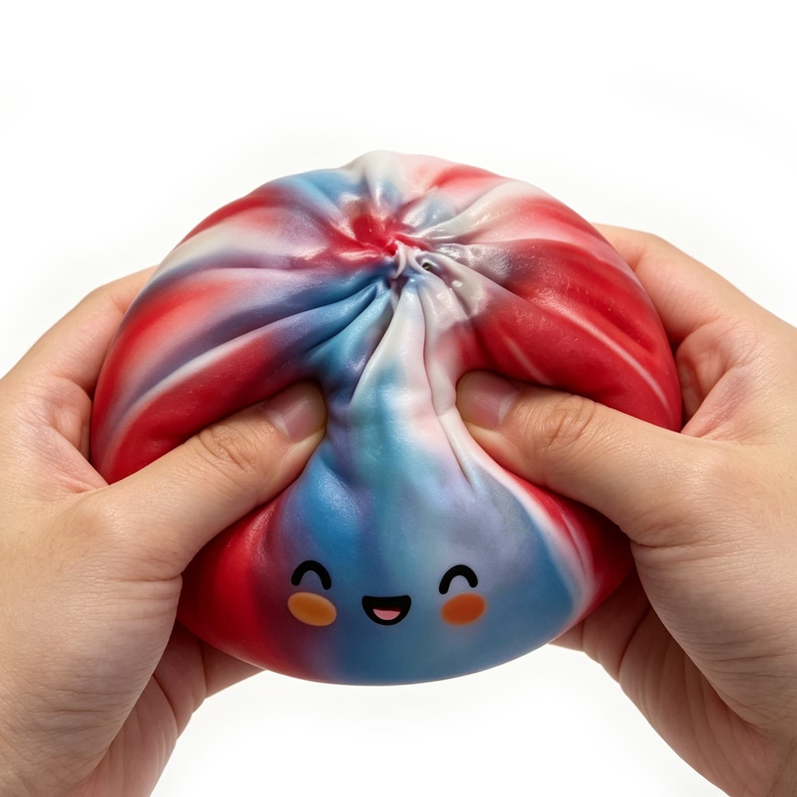 Americana Swirl Dumpling Squishy Toy, Patriotic Red White Blue Stress Ball, Slow Rising Fidget Toy for Anxiety Relief,4th of July Decoration, 3.2 Inch