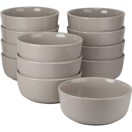12 Oz White Plastic Bowl - 10 Strawberry Street Double Line Catering Pack, Set of 12 Gray Cereal Bowls, 6
