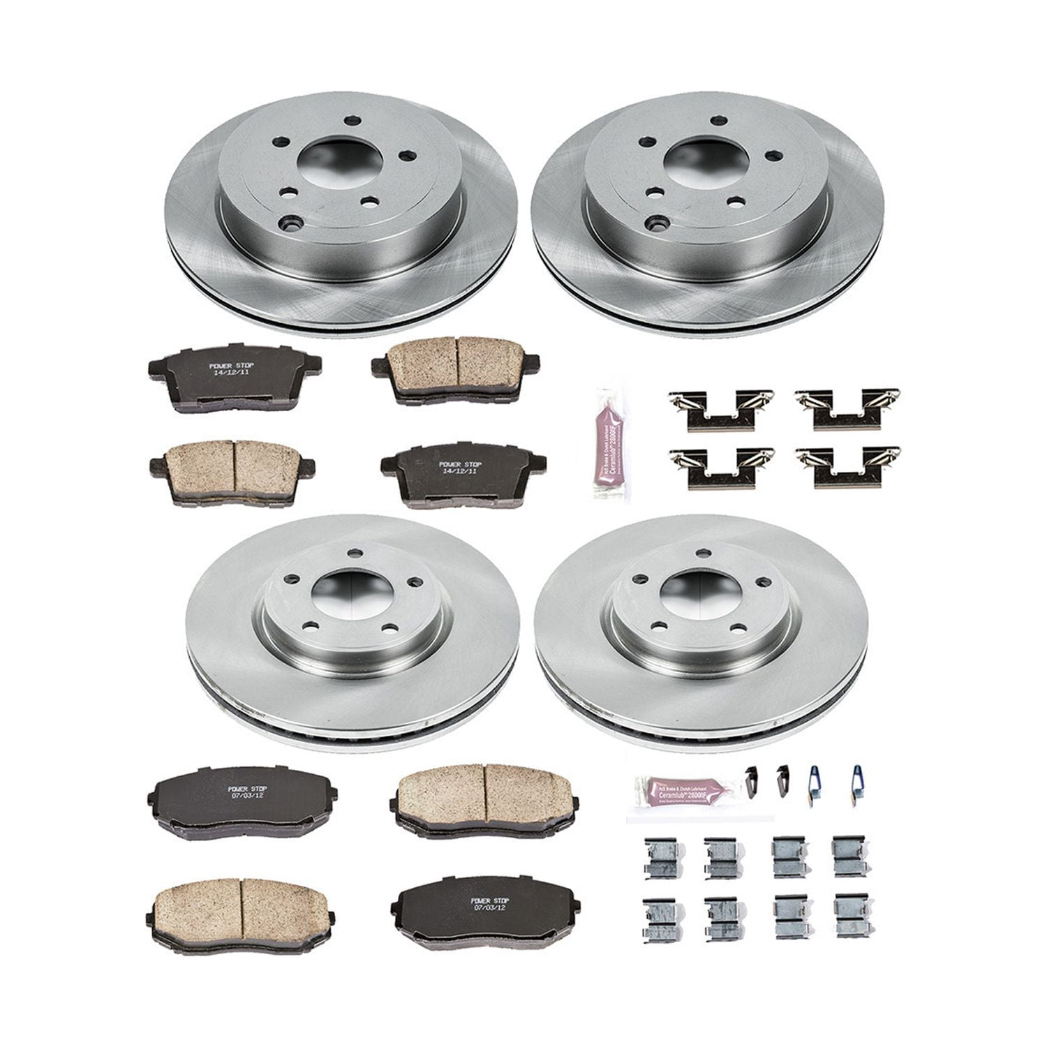 Power Stop Front and Rear Stock Replacement Brake Pad and Rotor Kit KOE2830 Fits 2008 Ford Edge