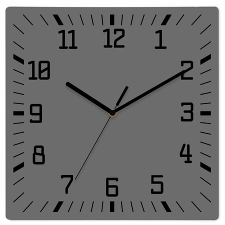 Pure Dark Grey Wooden Wall Clock Silent Non Ticking, Simple Solid Color Square Wall Clocks Battery Operated, Decor Clock for Home Office, Living Room, Kitchen, 10 Inch