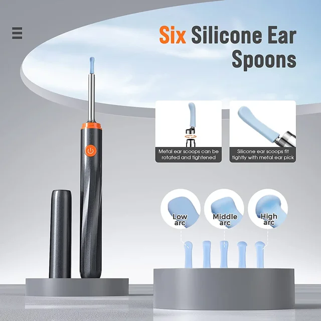 Limpiador de oídos con cámara, kit de limpieza de oídos con 6 cucharas para oídos, Earw Sailing Electrónica