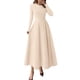 thumbnail image 1 of Vestido PRETTYGARDEN 2025 de manga larga, largo midi estilo línea A en beige, talla S, 1 of 8
