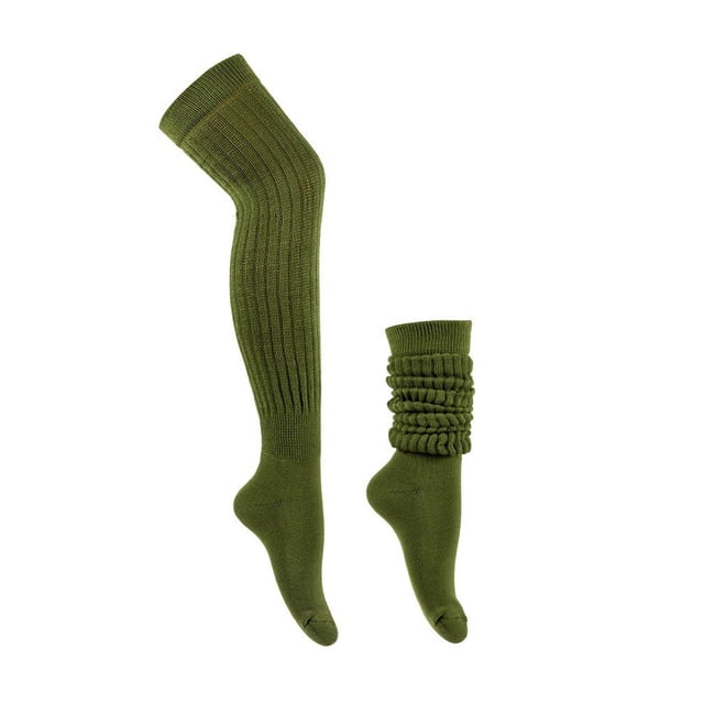 BYHONG Socks for Women Women's Lengthening Thick Socks Colorful Over The Knee Pile Socks Running Socks Womens Green One Size