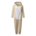 thumbnail image 3 of Boys Sherpa Fleece Jumpsuits Casual Loose Fuzzy Long Sleeve Zip Up Hooded Homewear Romper Kids Cute Lightweight Winter Warm Loungwear, 3 of 5
