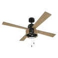 thumbnail image 3 of Kensey 52 in. Indoor Flat Black Finish Ceiling Fan w/ Integrated Aluminum & Hemp Rope Drum Light Kit, 3 of 4