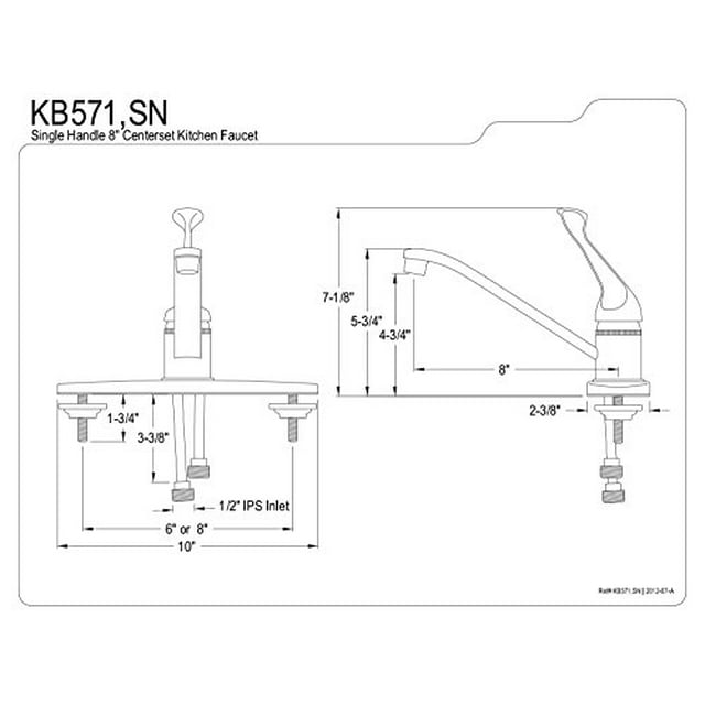 Kingston Brass KB571SN Chatham Kitchen Faucet without Sprayer 8-Inch Brushed Nickel