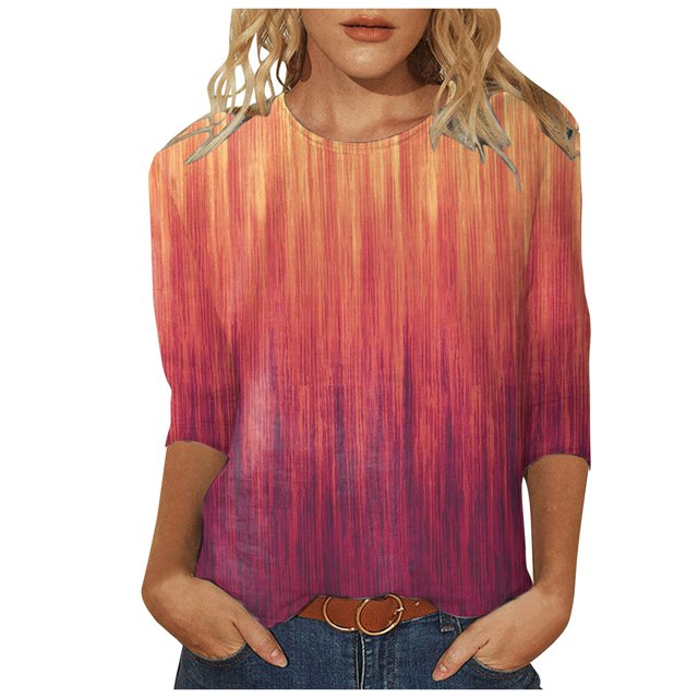 TSADFHJI Chandail pour Femmes à Fermeture Éclair Hauts pour Femmes Chemises Mi-Longues Manches Trois Quarts Chemises Graphiques T-Shirts T-Shirts Décontractés Hauts Tunique à Col Rond L