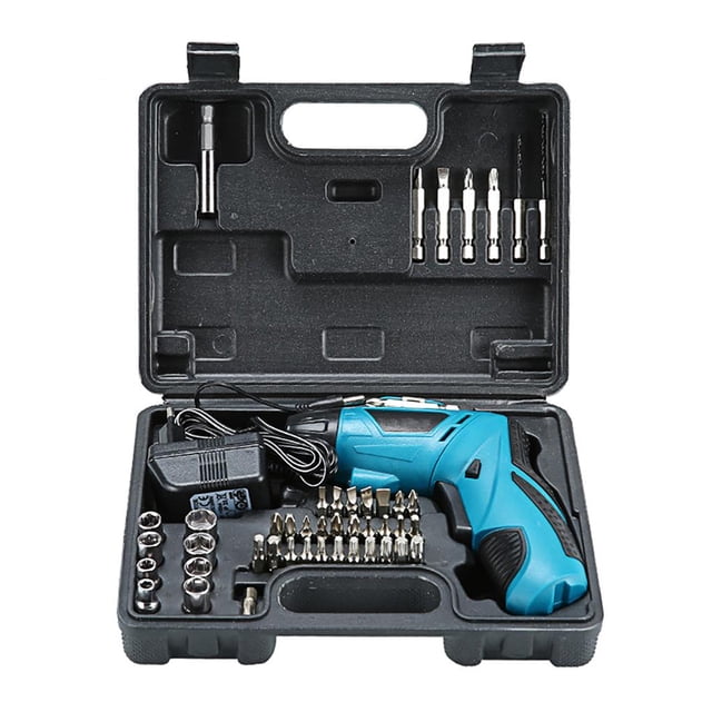 Riwesomey Juego de herramientas de reparación de 45 Uds., juego de destornilladores de varilla con mango de taladro eléctrico, juego de enchufes de Jardín y Patio Azul Riwesomey TO005279-02