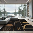 thumbnail image 2 of ODIKA 6'x9' Washable Area Rug Black Gold Geometric Design Elegant Abstract with Artistic Borders for Queen Size Bedroom, Under Bed, Master Suite, Easy Care, Non-Shedding, 2 of 7