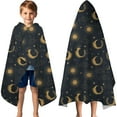 thumbnail image 3 of Dark Blue Sun Moon Wreath Pattern Hooded Bath Towel，60"x35" for Ages 3 To 12 Kids, Quick Dry Lightweight Soft Microfiber Hood Beach Towel Cover Up for Kids, 3 of 7