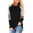 thumbnail image 7 of Women Long Sleeve Blouses Leopard Print Color Block Tunic Round Neck Striped Shirts Casual  Tops, 7 of 7