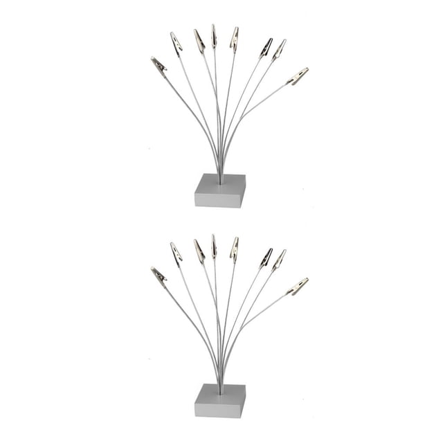 Monstrate Clips de fotos de varios cables con Base plateada, soporte para notas de 8 ramas, lugar de número, organizador de oficina en casa, Plata 2piezas