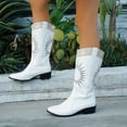 thumbnail image 7 of enyan Women's Cowboy Boots Women's Snow Boots Fashionable and Warm Mid Calf Winter Boots Perfect for Casual and Outdoor Activities White,Size 9.5, 7 of 7