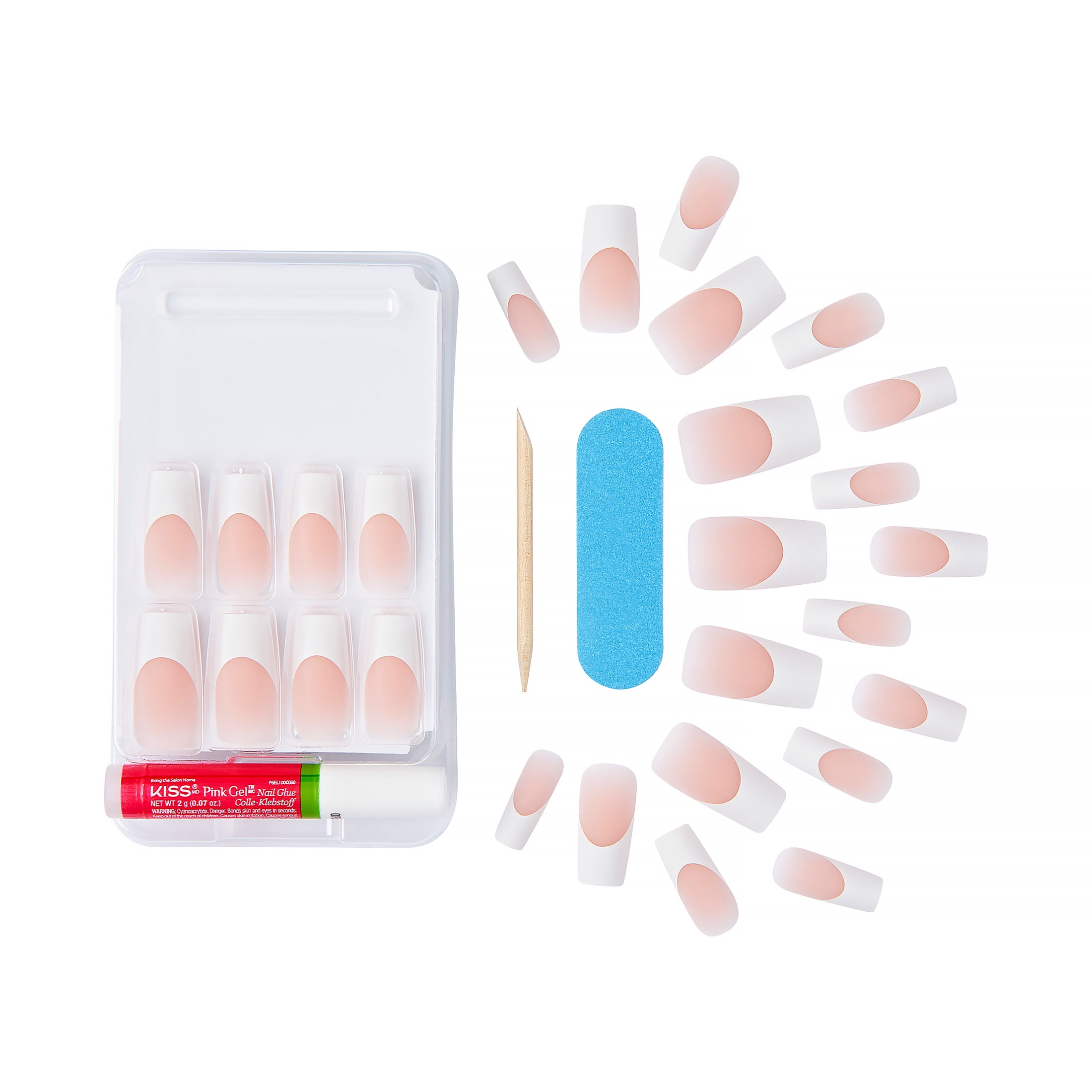 KISS Classy, Press On Nails, Movin', White, Long Square, 28