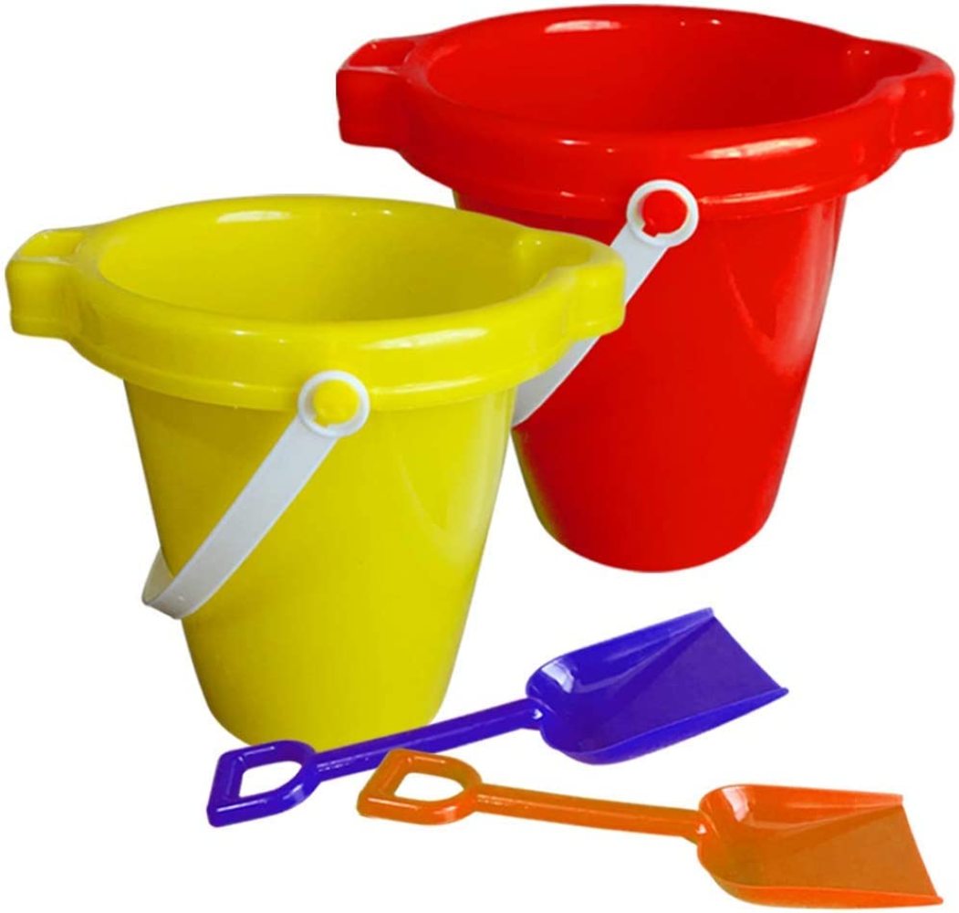 JuIShareE Beach Sand Pail and Shovel Set, Includes 2 Sand Shovels and 2