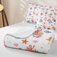 thumbnail image 4 of Manfei Kawaii Mermaid Princess Quilt Full, Dreamy Sea Coral Full Bedspread Sets, White Pink, 3-Piece, 1 Coverlet and 2 Pillowcases, 4 of 7