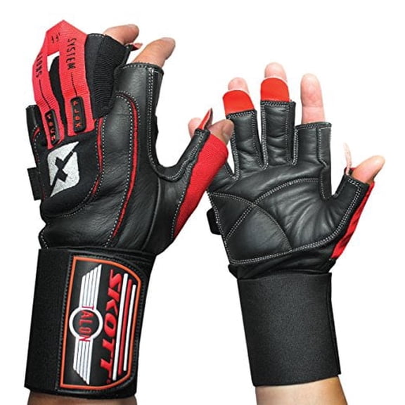 Skott Talon Elite Weightlifting Gloves Genuine Leather Gym Gloves with Wrist Wrap Support, Durable Grip for Training, Bodybuilding & Fitness (Small, Unisex)