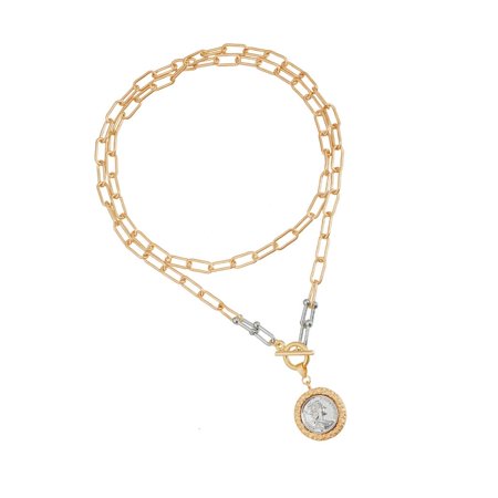 Necvior Charming Retro Alloy Pendant Necklace Detailed Embossed Portrait Jewelry Fashionable Vintage Coin Necklace Gift