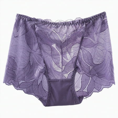 Meiodtion Underwear for Women Seamless High Waist Comfort Panties Waistband Thong Elastic No Show Panty  Purple  XL