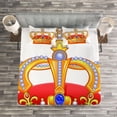 thumbnail image 3 of Ambesonne King Quilted Bedspread Set 3 Pcs, Majestic Royal Sign Crown, King Size, Marigold Orange, 3 of 3