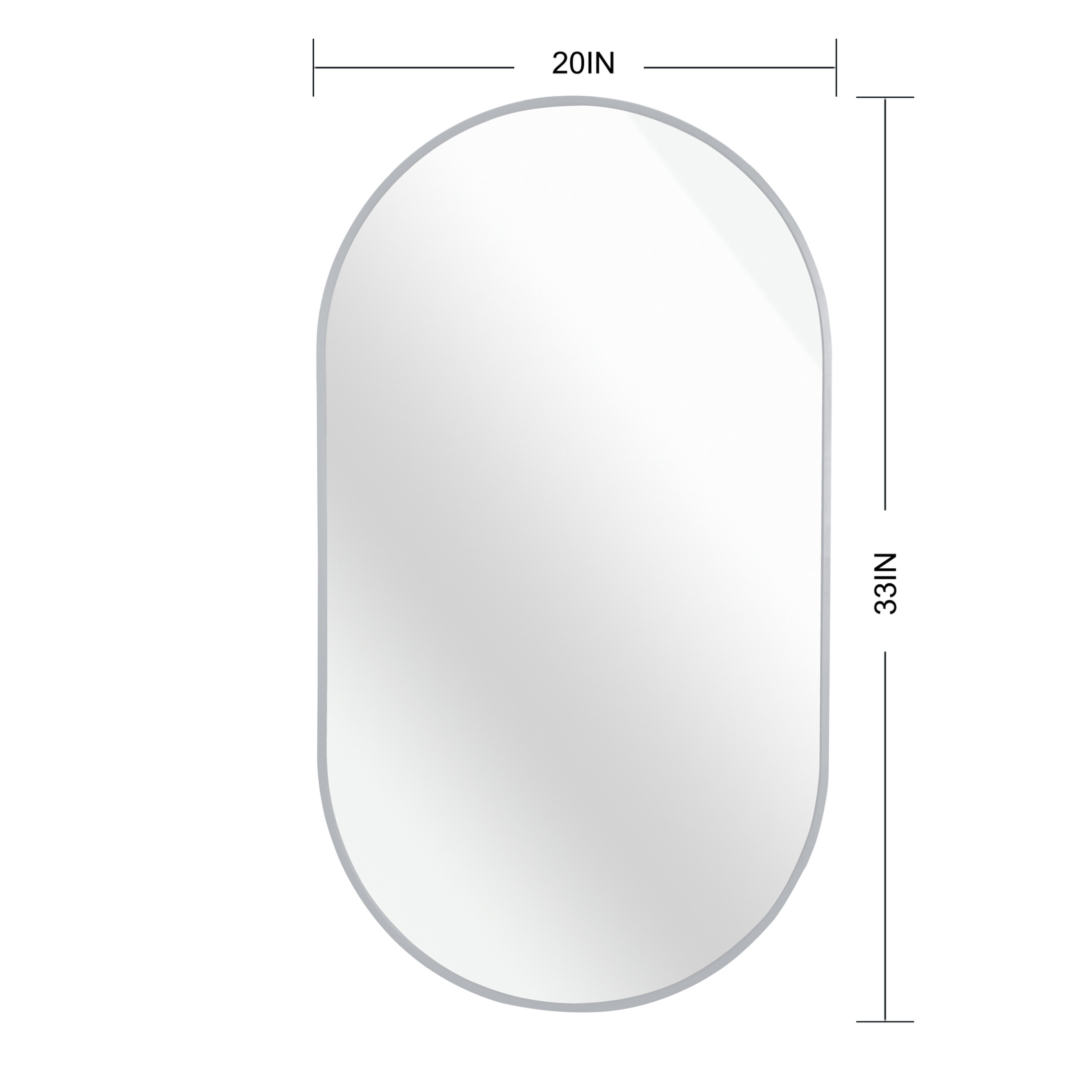 Noble House 20"x 33" Oval Metal Wall Mirror, Vanity Mirror for Bathroom, Bedroom & Living Room, Silver