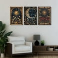 thumbnail image 4 of 3pcs Sun and Moon Celestial Canvas Wall Art Tarot Crescent Moon Picture Wall Decor Gothic Wildflowers Painting Posters Print Artwork Aesthetic Dark Academia Vibe for Bedroom Home, 4 of 6