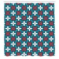 thumbnail image 2 of Ambesonne Ethnic Shower Curtain, Geometric Arabic Floral Art, 69"Wx84"L, Dark Coral Seafoam and Blue, 2 of 4