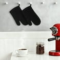 thumbnail image 3 of Unique Bargains 2pcs Silicone and Cotton Heat-Resistant  Oven Mitts Black 12.6" x 7.1", 3 of 6