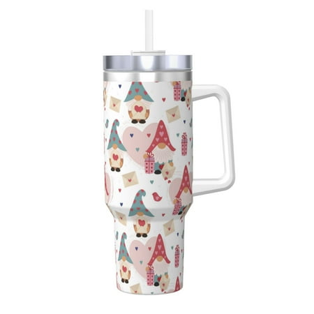 

KLL Gnome With Love Letter Print 40oz Stainless Steel Insulated Car Cup Coffee Mug with Spillproof Lid - Keep Your Drink Hot or Cold on the Go