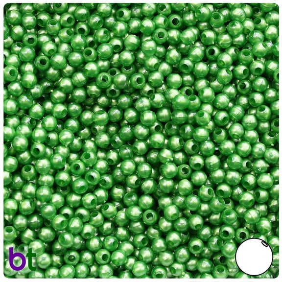 BeadTin Dark Green Pearl 4mm Round Plastic Beads (1000pcs)
