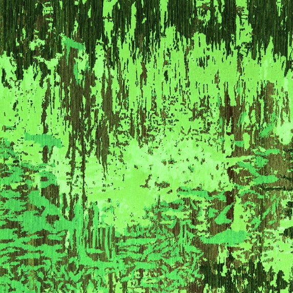 Ahgly Company Indoor Square Abstract Green Modern Area Rugs, 5' Square