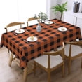 thumbnail image 3 of Orange Black Checkered Table Cloth for Dining Tables, Reusable Gingham Buffalo Check Plaid Halloween Tablecloths Fall Checked Decor Rectangle Table Covers for Kitchen,Holiday,Party 60x84In, 3 of 7