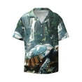 thumbnail image 5 of Daiia Turtle In Jungle Waterfall Men's Linen Shirts Short Sleeve Casual Shirts Button Down Shirt for Men Beach Summer Wedding Shirt-Medium, 5 of 6