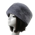 thumbnail image 3 of Opolski Beanie Flat Top Windproof Brimless Russian Style Women Thick Fluffy Faux Fur Winter Hat Dark Gray, 3 of 8