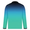 thumbnail image 3 of Miluxas Mens Long Sleeve Polo Shirts Casual Gradient Golf Tops Button Down Lapel Comfy T-shirts Quick Dry Slim Fit Tee Blouse Mint Green, 3 of 4