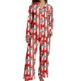 thumbnail image 3 of Women Christmas Pajamas Silk Pijamas Women Set Long Sleeve Button Down Pjs with Pajamas Pants Christmas Womens Pajama Set, 3 of 5