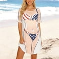 thumbnail image 1 of Pounoo Maillots de Bain pour Femmes, Manches Courtes Imprimées, Coupe Décontractée, T-Shirts Légers et Confortables, Style Décontracté de Rue, Cadeau d'Été, 1 of 4