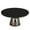 Grey/Black, variant on LeisureMod 30" Round Coffee Table with Glass Top and Black Powder-Coated Iron Rim Tempered Glass Pedestal Base No Assembly for Modern Home, Living Room Tully Collection in Blue/Black