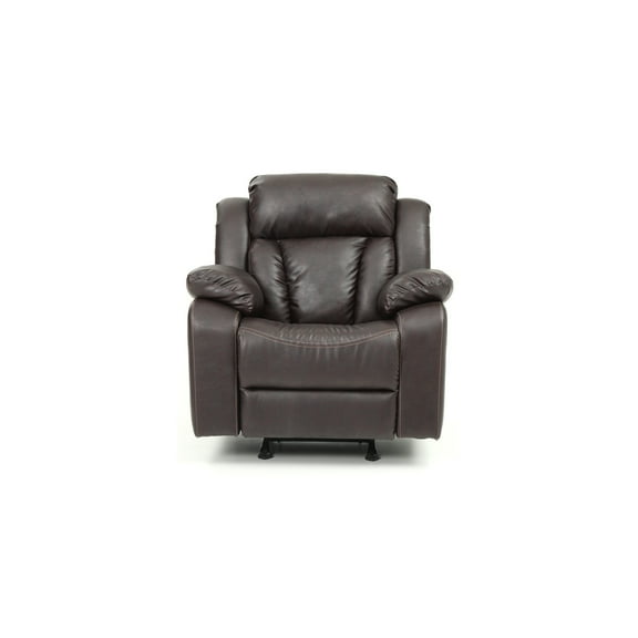 Brown Faux Leather Recliner Chair - Padded Arms & Easy Recline - Channel Tufted Back