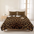 thumbnail image 3 of Full Quilt Set 78''x90'', Brown Leopard Print Lightweight Bedspread Coverlet Set with 2 Pillow Shams, Classic Abstract Animal Patterned Breathable All Season Quilt Bedding for Bedroom/Guest Room, 3 of 9