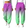 thumbnail image 5 of Xdegoge Sweatpants Women Ombre Casual Joggers High Waisted Athletic Fleece Lined Pants with Pockets Drawstring Loose Fit Workout Activewear Novelty Color Block, 5 of 9