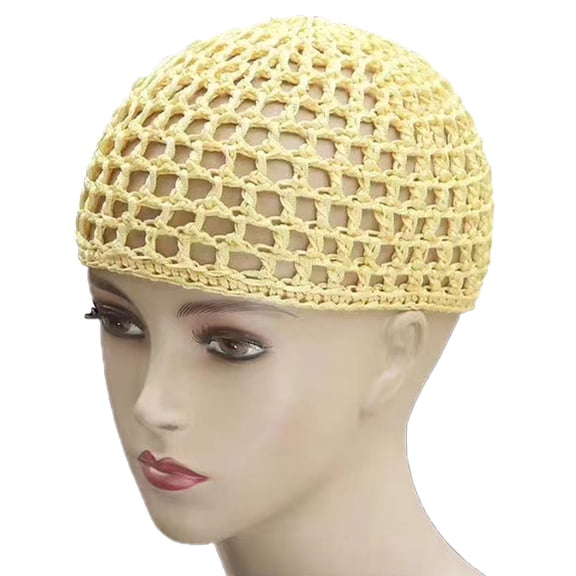 Zhuge 3-Piece Women’s Mesh Crochet Hair Net Snoods, Soft Rayon Knit Hair Cover, Cozy Sleeping Hair Accessory, Yellow